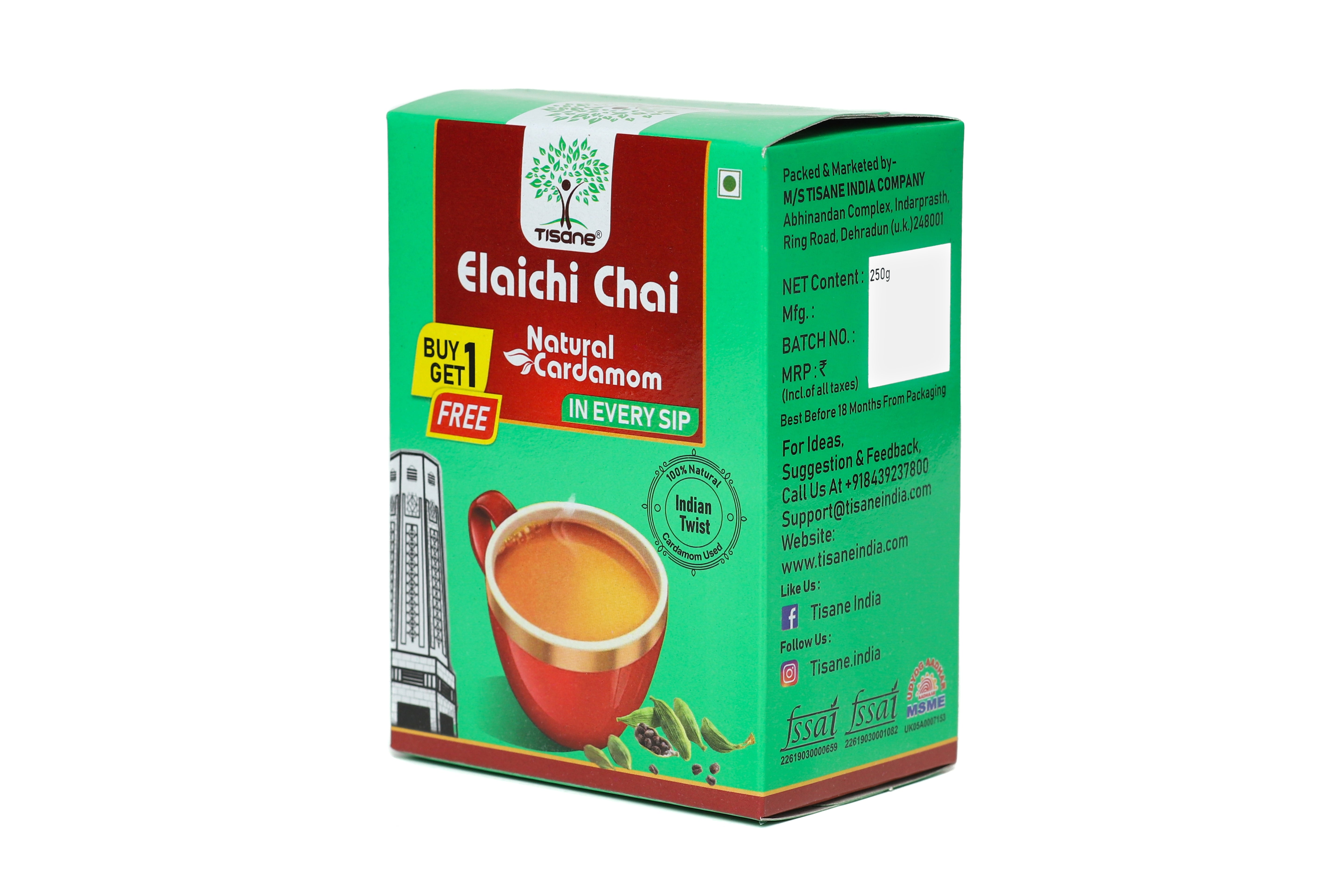 Tisane Elaichi Chai 250gm                     (Buy1 Get1 Free)